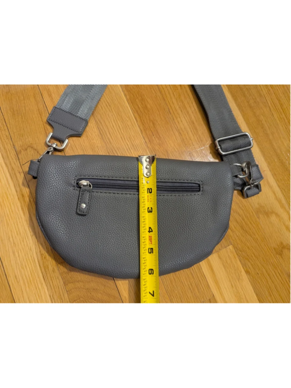 Von Lamezan Gray Pebbled Crossbody Bag Fanny Pack Vegan Faux Leather
